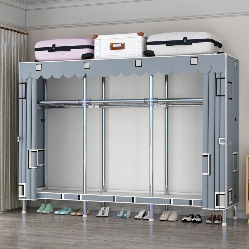 简易衣柜钢管加粗加固合金接口布衣柜简约经济型组装收纳整理衣橱