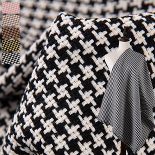 黑白格子小香风带金丝布料清仓库存面料diy手工衣服外套裙子套装