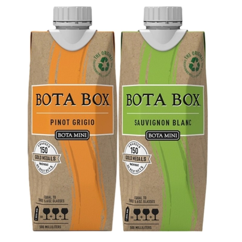 勃塔宝盒长相思+灰皮诺白葡萄酒500ml美国旅行随身携带小酒盒装酒