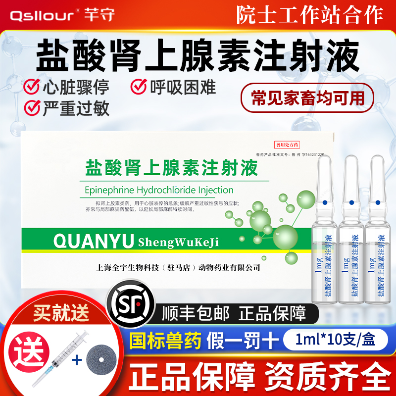 盐酸肾上腺素鱼用钓鱼动物兽用强心注射剂注射液过敏疾病正品兽药