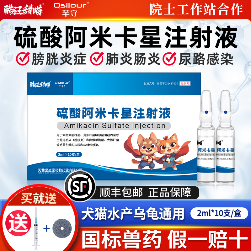 硫酸阿米卡星注射液兽用锦鲤鱼乌龟宠物用犬狗猫雾化消炎肺炎肠炎