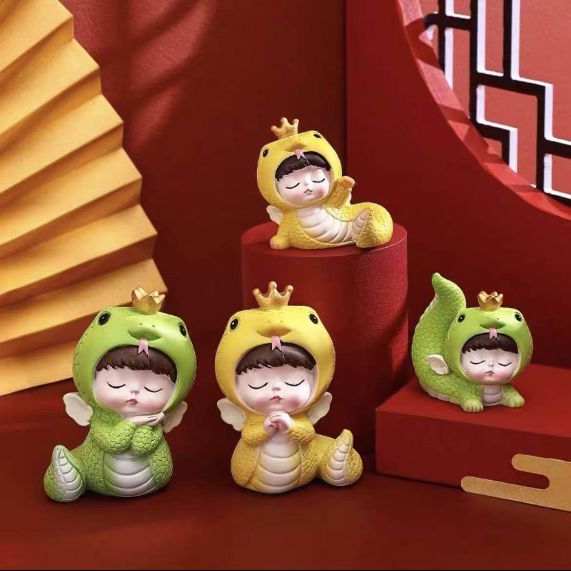 2025网红蛇宝宝蛋糕装饰摆件蛇宝宝周岁满月生肖蛇生日甜品台摆件