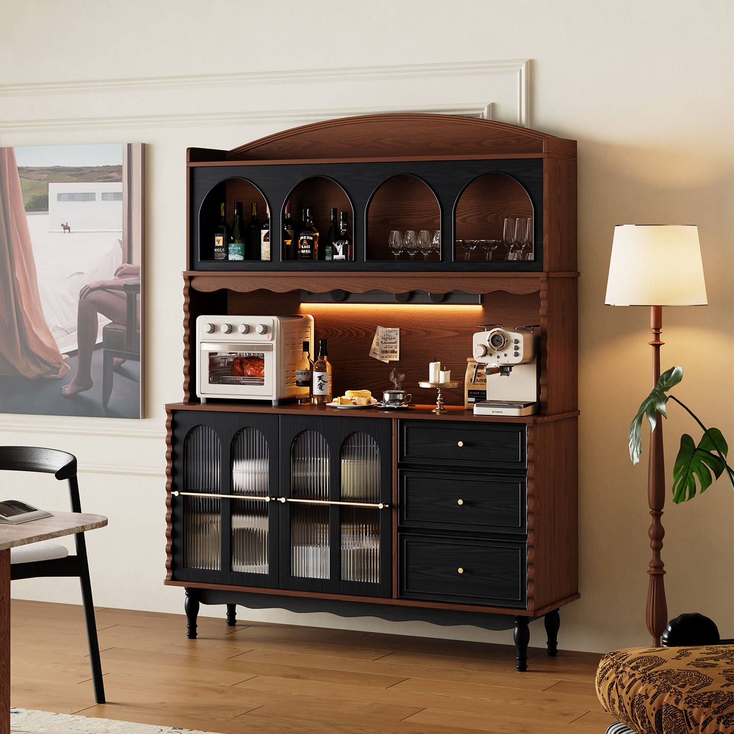 法式复古餐边柜靠墙一体储物柜家用茶水柜收纳柜客厅置物柜边柜,住宅家具,餐边柜,淘宝优惠券,粉丝福利购,淘宝优惠卷