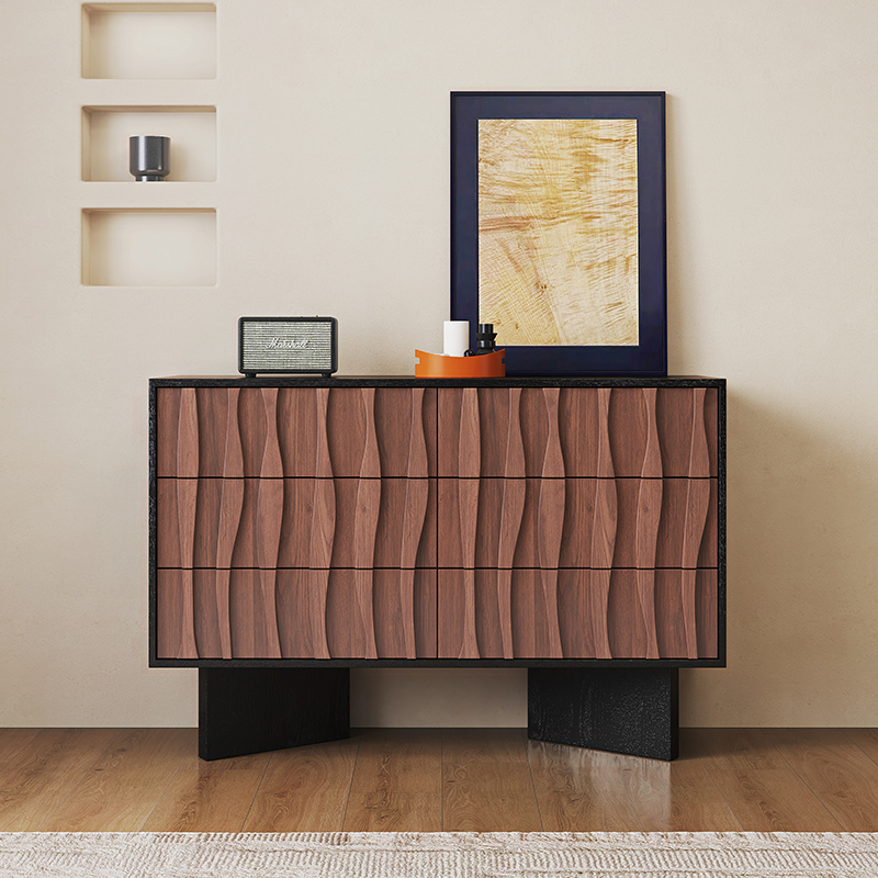 中古风斗柜餐边柜复古边柜客厅靠墙置物装饰柜收纳柜胡桃木储物柜