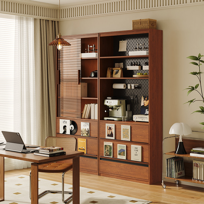 中古书柜组合落地书架客厅靠墙收纳柜带洞洞板覆古实木收纳柜定制,住宅家具,单个书柜,淘宝优惠券,粉丝福利购,淘宝优惠卷