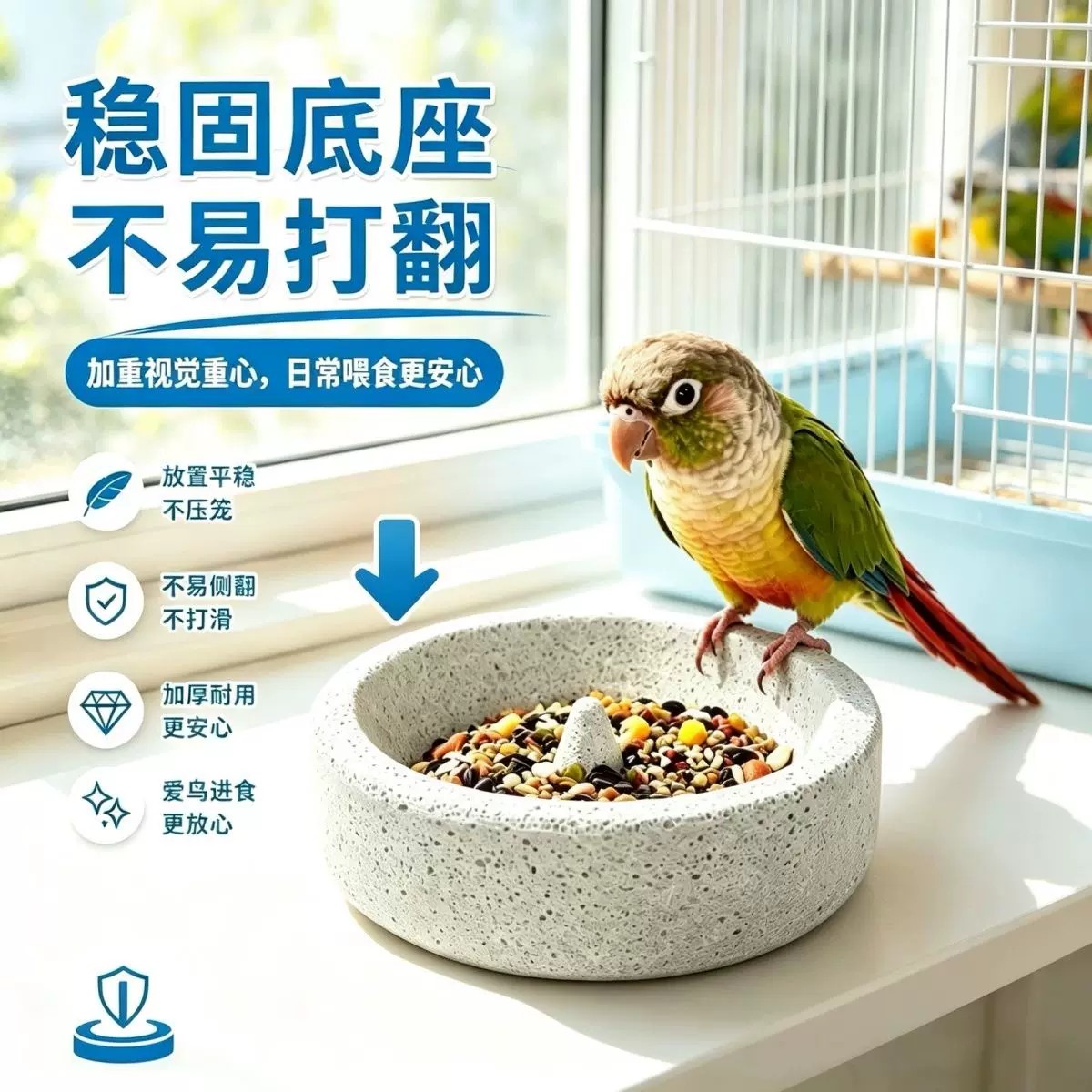 鹦鹉浮石喂食水碗磨爪磨嘴防翻碗图片