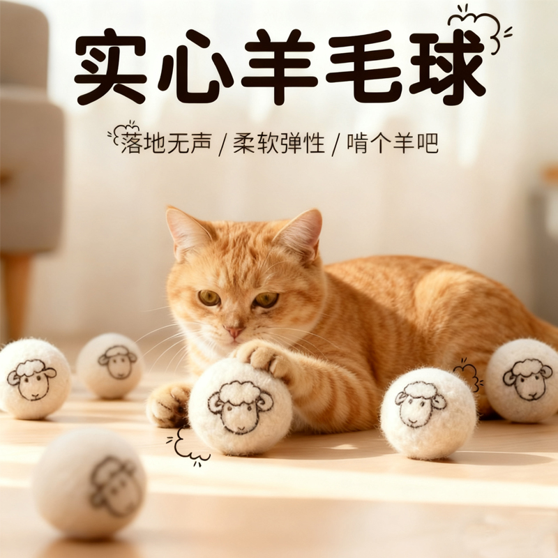猫玩具羊毛球自嗨解闷神器
