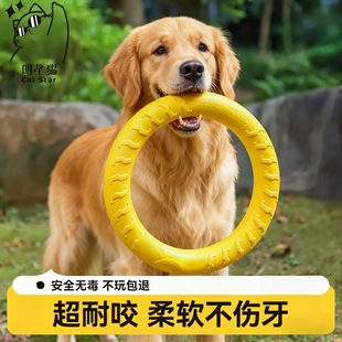 狗狗玩具圆环飞盘耐咬磨牙发声拉力环金毛边牧磨牙耐咬解闷神器