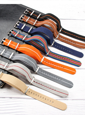 NATO男女北约尼龙弹力一条过表带18 20 22mm降落伞弹性编织手表带