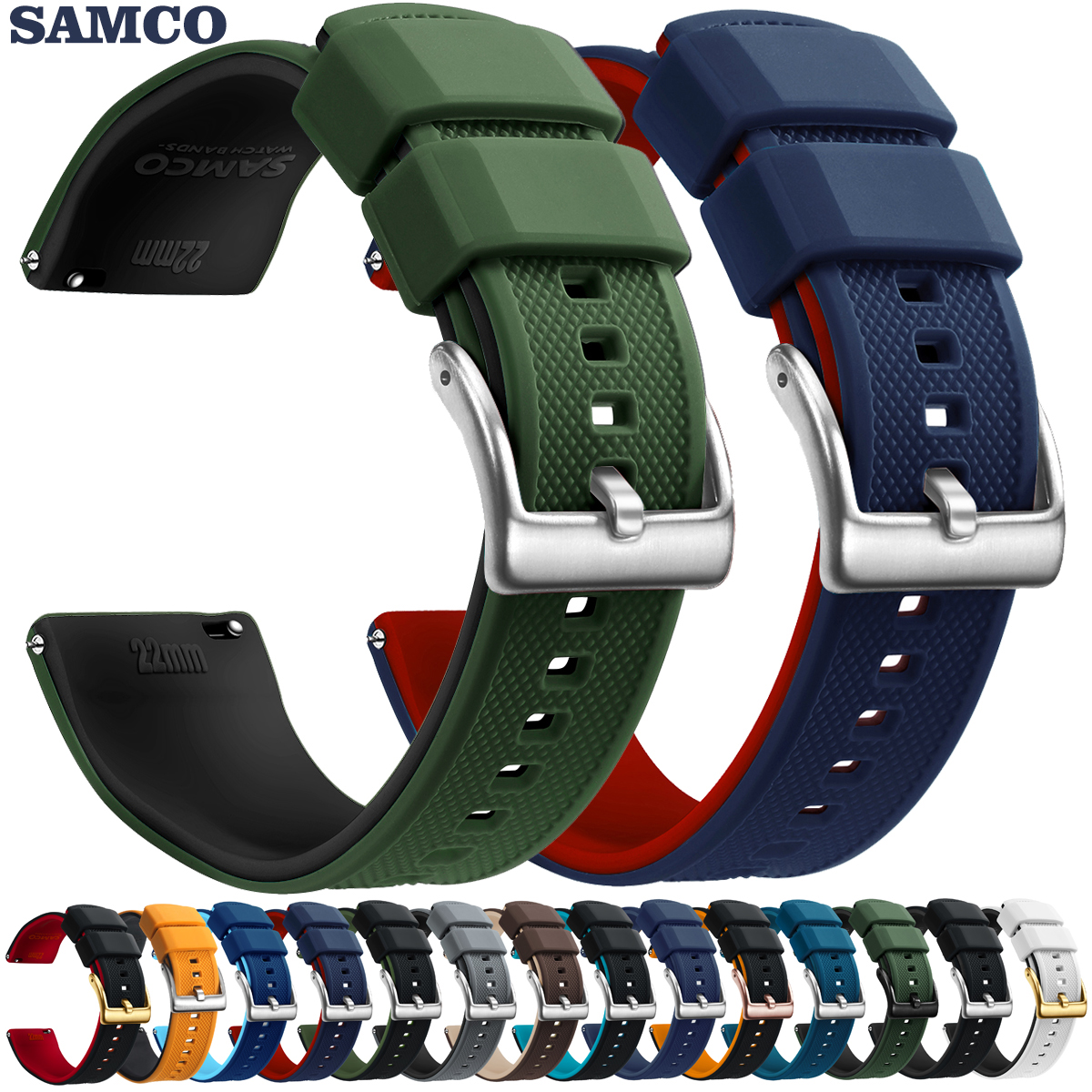SAMCO优质硅胶表带防水防汗