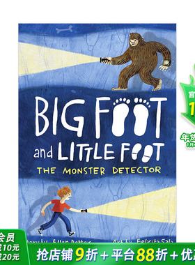 【预售】大脚与小脚系列：怪物探测器The Monster Detector弟二卷 6-9岁英语儿童趣味冒险阅读 Big Foot and Little Foot2