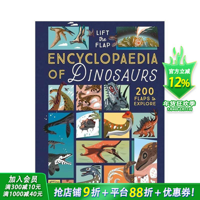 【现货】【百科翻翻书】恐龙 The Lift-the-Flap Encyclopaedia of Dinosaurs 6岁+英文儿童趣味科普图集插画绘本 进口童书