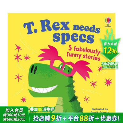 【现货】【趣味押韵故事】霸王龙要戴眼镜：5个搞笑小故事【Funny Rhyming Stories】T. Rex needs specs 英文儿童插画绘本进口书
