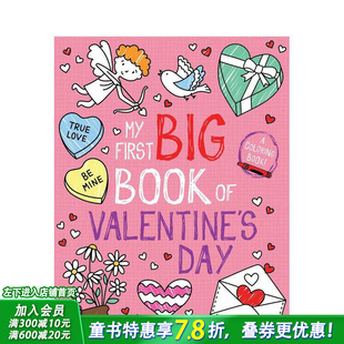 【预售】我的涂色启蒙书:情人节 My First Big Book of Coloring: Valentine's Day 英文儿童趣味互动 英语艺术启蒙进口童书