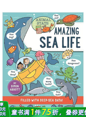 【预售】动物数据百科：海洋生物篇 Animal Stats: Sea Life 英文儿童插画故事绘本 进口童书