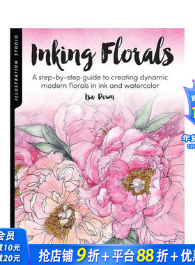 【现货】水墨花卉Inking Florals 艺术美术绘画技法入门指南 英文原版进口
