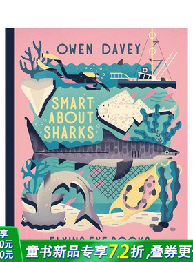【现货】【插画师Owen Davey】Smart About Sharks 聪明的鲨鱼 儿童艺术绘本【善优童书】