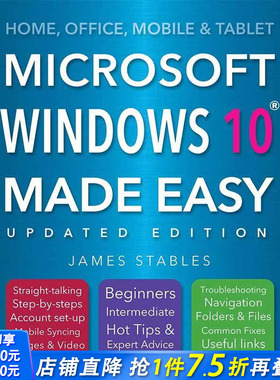 【现货】 Windows 10 Made Easy (2017 edition)，Windows 10一点通 英文原版图书籍进口正版 James Stables 生活综合
