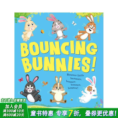 【预售】跳跃的兔子 Bouncing Bunnies 英文儿童插画故事绘本 进口童书