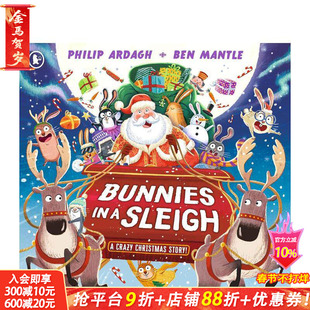 【现货】雪橇上的兔子:疯狂的圣诞故事 Bunnies in a Sleigh: A Crazy Christmas Story! 英文儿童插画故事绘本 进口童书