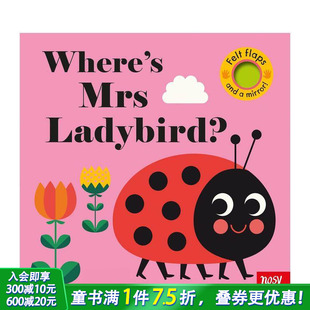 预售 Flaps Mrs 0岁 瓢虫夫人在哪里？ 英文儿童趣味互动 毛毡翻翻书 英语早教进口童书 Felt Ladybird? Where