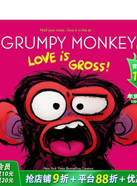 【预售】暴躁小猴子：爱情好肉麻 Grumpy Monkey Love is Gross 英文儿童插画故事绘本 进口童书