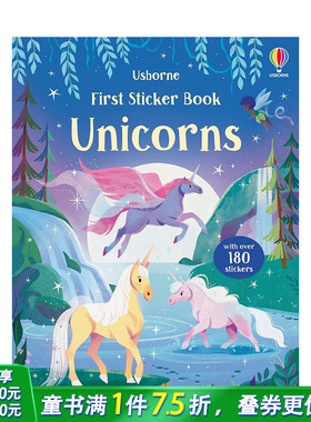 【预售】一本贴纸书：du角兽 First Sticker Book Unicorns 原版英文儿童趣味互动 0岁+亲子英语早教绘本