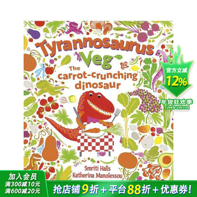 【预售】【霸王龙爱蔬菜】关于一只爱吃胡萝卜的恐龙的故事 【Tyrannosaurus Veg】 英文儿童插画故事绘本 进口童书