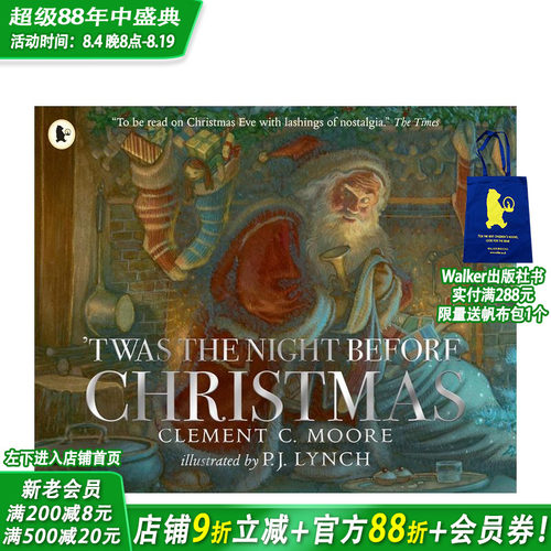 【预售】圣诞前夜 Twas the Night Before Christmas 英文儿童插画故事绘本 进口童书