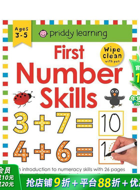 【现货】可擦练习簿 3-6岁锻炼数字技能加法 Wipe Clean Workbooks First Number Skills 英文原版 【善优童书】