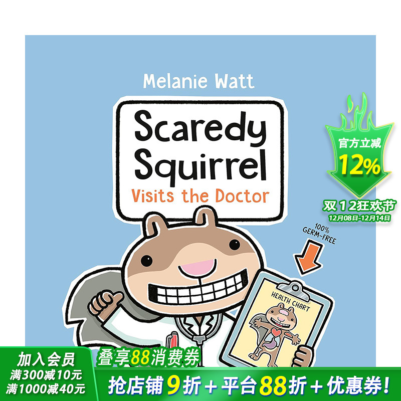 【现货】英文原版 害怕的松鼠去看医生 【胆小鬼松鼠】Scaredy Squirrel Visits the Doctor 英文儿童故事绘本 进口原版书籍