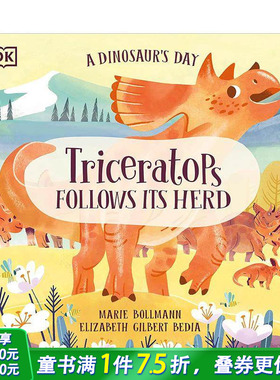【预售】恐龙的一天：三角龙 A Dinosaur's Day: Triceras Follows Its Herd 英文儿童插画科普故事绘本 进口童书