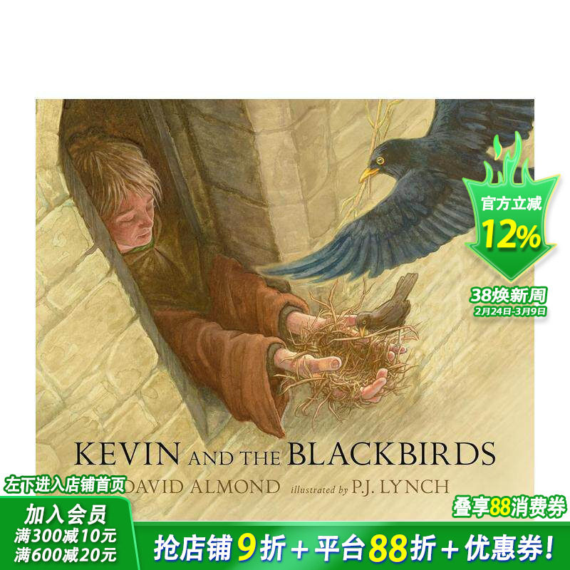 【现货】凯文与黑色小鸟 Kevin and the Blackbirds 英文儿童插画故事绘本 进口童书