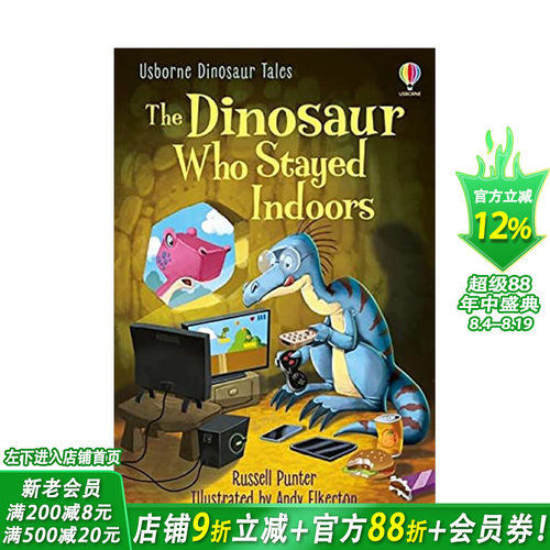 【现货】待在室内的恐龙The Dinosaur Who Stayed Indoors 3-6岁儿童英语启蒙趣味社交启蒙故事分*阅读书 英文原版 图书