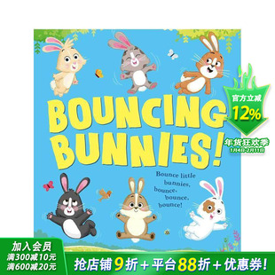 【预售】跳跃的兔子 Bouncing Bunnies 英文儿童插画故事绘本 进口童书