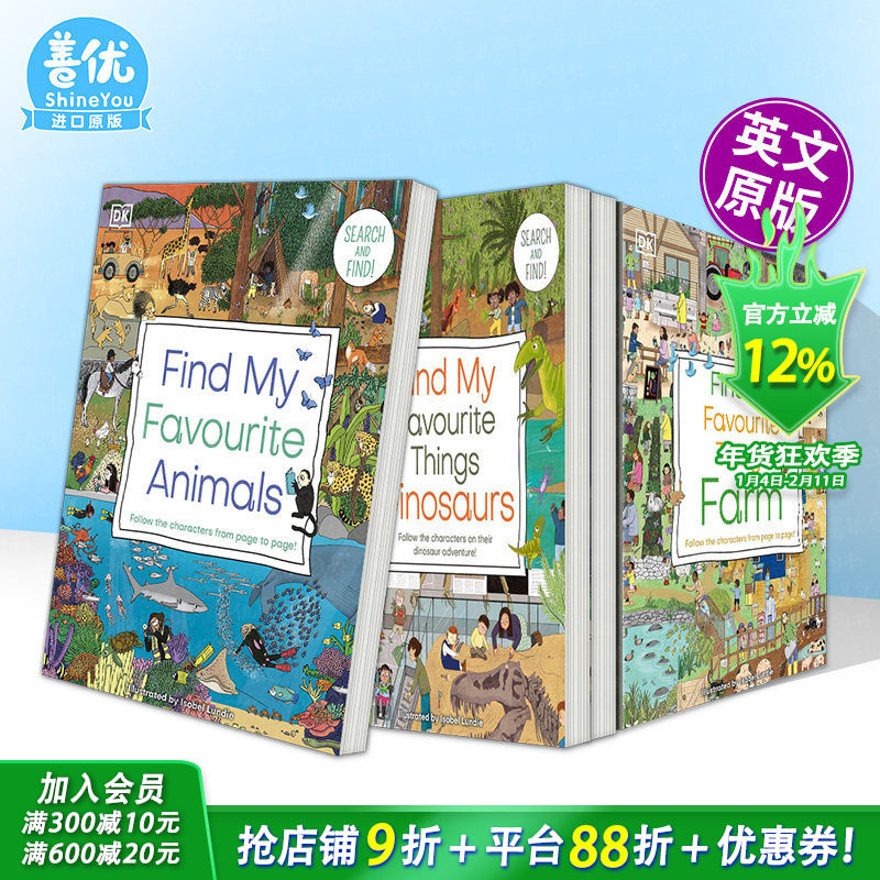 【现货多册选拍】寻找我喜欢的东西：农场/动物/恐龙 Find My Favourite Things Farm 英文儿童趣味互动绘本 DK英语早教进口书,书籍/杂志/报纸,儿童读物原版书,淘宝优惠券,粉丝福利购,淘宝优惠卷