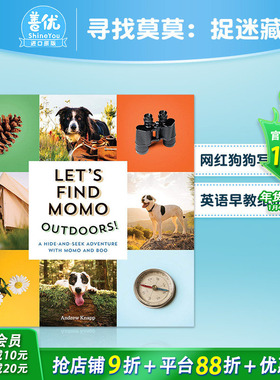 【预售】寻找莫莫户外英文原版摄影书 Andrew Knapp Let's Find Momo Outdoors 狗狗高清摄影适合3-6岁儿童图书互动纸板书