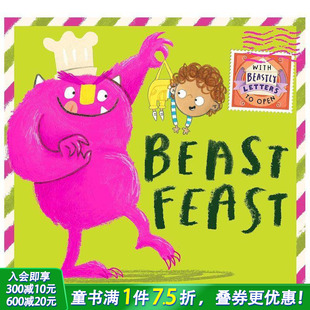 亲子互动 英文原版 Yarlett Emma Feast 趣味翻翻书 儿童故事绘本读物 含翻翻页 绘本 精装 怪兽大餐 9岁 Beast 预售