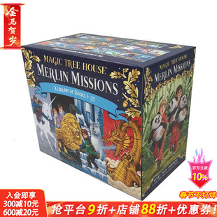 【预售】神奇树屋1-25部盒装全集 Magic Tree House Merlin Missions Books 1-25 Boxed Set 英文儿童科普故事书 英语拓展进口书