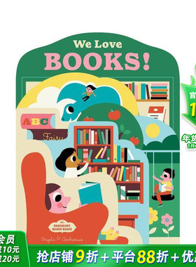 【现货】英文原版 【异形纸板书】书本：我们都爱阅读Bookscape Board Books 儿童趣味互动 英语早教 0-3岁 进口图书 善优童书