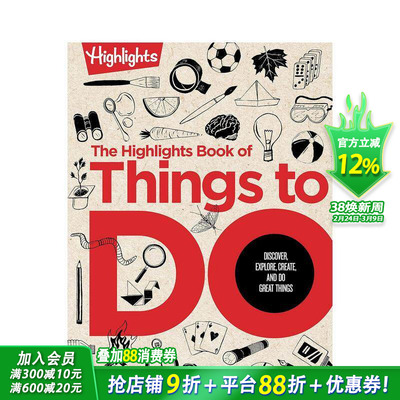 【现货】精彩活动手册：发现、探索、创造和做伟大的事情 The Highlights Book of Things to Do 英文儿童插画故事绘本进口书