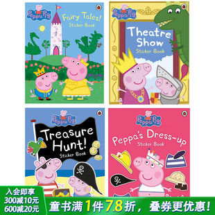 Pig小猪佩奇贴纸书4册套装 童话 适合3 预售 6岁 英文原版 Peppa 剧场 寻宝