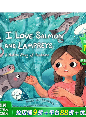 【现货】我爱三文鱼和七鳃鳗 I Love Salmon and Lampreys 英文儿童插画故事绘本 进口童书