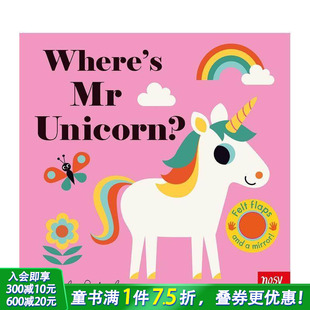 预售 Flaps 英文儿童趣味互动绘本书 独角兽先生在哪里？ 0岁 毛毡翻翻书 英语早教 Felt Unicorn? Where
