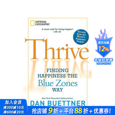 【预售】蓬勃发展：以蓝色地带的方式寻找幸福 Thrive:Finding Happiness the Blue Zones Way 英文生活综合 正版进口书