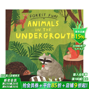 【现货】森林乐趣： 灌木丛中的动物 Forest Fun: Animals in the Undergrowth 英文儿童插画科普绘本 进口童书