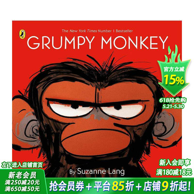 【预售】英文原版 暴躁猴Grumpy Monkey 儿童英语艺术插画绘本平装 3岁+ 进口图书 善优童书