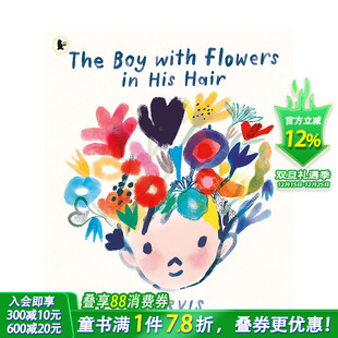Hair 插画师Jarvis 花 男孩和头上 Boy His 艺术绘本 英文原版 Flowers with 儿童进口图书 温情治愈故事 The 现货