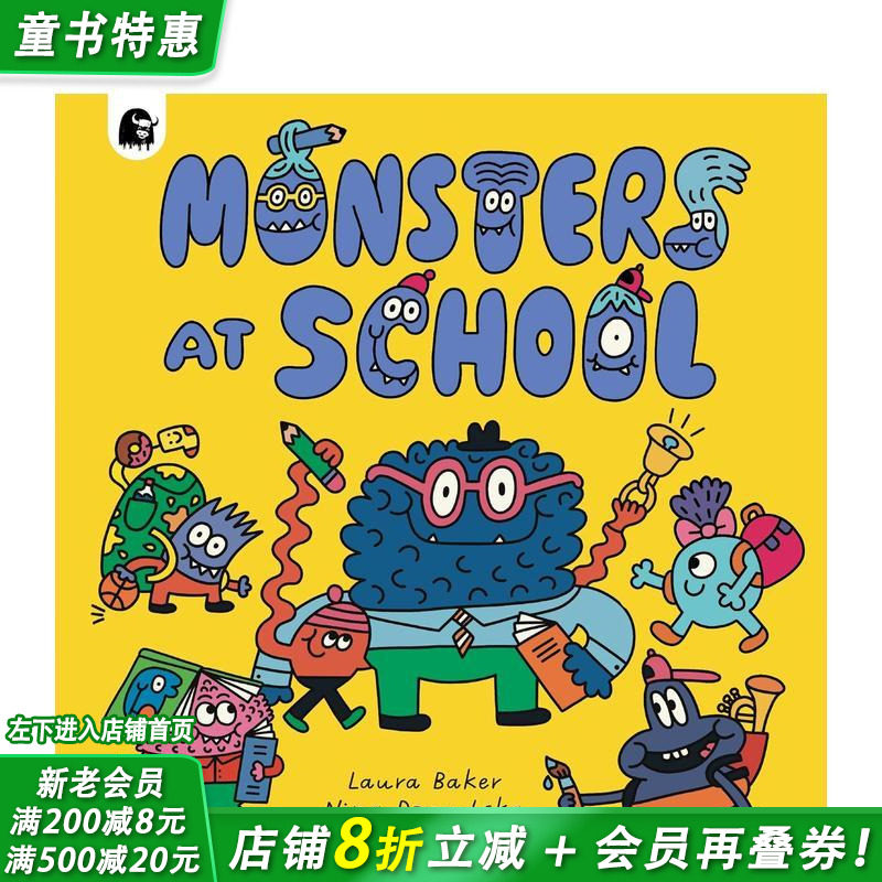 【预售】【混乱的怪物城】怪兽学校 Monsters at School 英文儿童插画故事绘本 进口童书