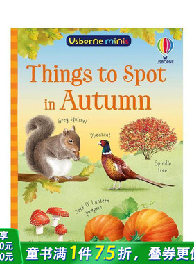 【预售】尤斯伯恩迷你书：秋日寻踪 【Usborne Minis】Things to Spot in Autumn 英文儿童趣味互动绘本 英语早教进口童书
